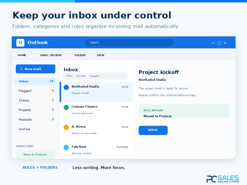 Inbox organization features in Microsoft Outlook 2019