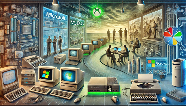 Illustration showcasing Microsoft’s contribution to cloud computing and its historical evolution